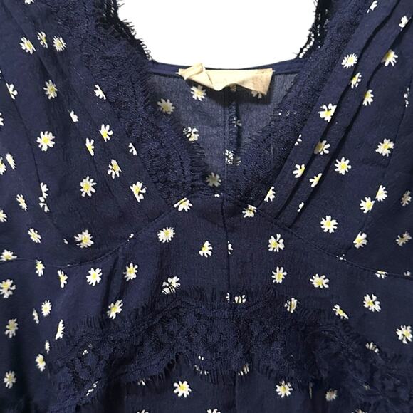 Altar’d State Navy Blue Floral Daisy Babydoll Mini Dress Women’s L Sleeveless - Picture 2 of 8